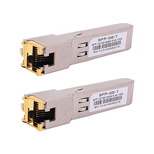 2PCS 1000BASE-T Gigabit SFP auf RJ45 Kupfer Ethernet Modular Transceiver für Cisco,Meraki,Ubiquiti,D/TP Link,Supermicro,Netgear,Broadcom, 1.25G SFP-T CAT5E/CAT6 bis zu 100m Mikrotik S-RJ01 von toolco