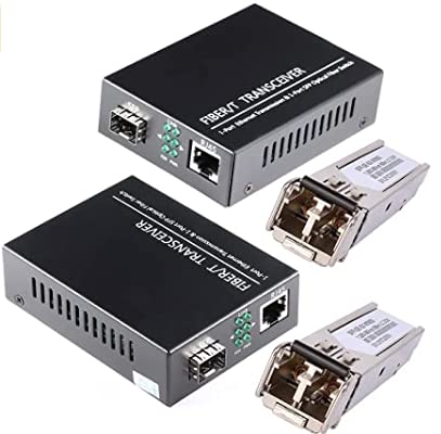 EIN Paar 1,25G/s Gigabit Multi-Mode LWL Glasfaser-Ethernet-Medienkonverter + 2 STÜCKE SFP LC Dual-Transceiver-Modul enthalten, 10/100/1000Base-Tx-SX SMF RJ45 zu SFP-Steckplatz bis zu 550M von toolco