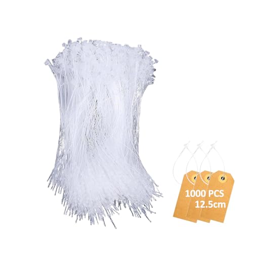 1000 Stück Kunststoff-Etikettenverschluss 12,5 cm Sicherheitsetiketten Schlaufe transparent weiß Schnappverschluss für Etiketten auf Textilien, Lederwaren, Schuhen 1000 Stück Kunststoff-Etikettenverschluss 12,5 cm Sicherheitsetiketten Schlaufe transparent weiß Schnappverschluss für Etiketten auf Textilien, Lederwaren, Schuhen von tooloflife