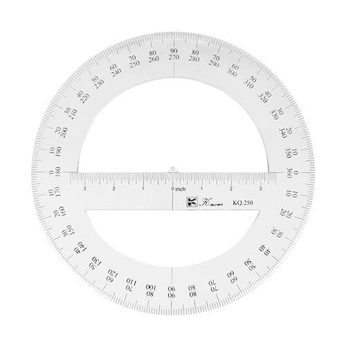 2 x 360 Vollkreis-Winkelmesser, 25 cm, Kunststoff, Mathematik-Messwerkzeuge, rundes Winkelmesser, Lineal, Vollwinkelmesser von tooloflife