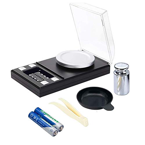 tooloflife Digitale Milligramm Waage 50/0.001g - mit Mini LCD-Anzeige, Schmuckwaage mit Kalibriergewichten und Pinzetten Wiegeschale von tooloflife