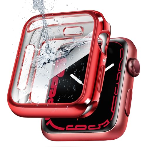 top4cus iWatch-Schutzhülle, 42 mm (Serie 10), weiches TPU, kratzfest, leicht, 42 mm, Displayschutzfolie, optionale Hüllen kompatibel mit Apple Watch Serie 10/9/8/7/6/SE/SE2/5/4/3/2/1, Rot von top4cus