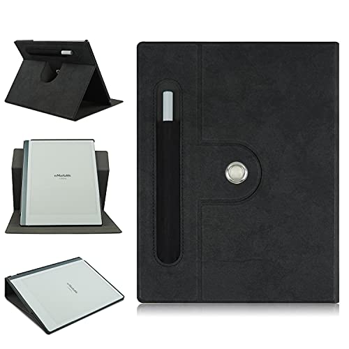 TOPCASE 360° drehbares Etui für Remarkable 2 Tablet aus Papier 25,9 cm (10,3 Zoll) 2020, intelligente Schutzhülle mit Standfunktion und Stifthalter, Schwarz von topCASE