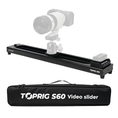 Toprig 60 cm (23,6 Zoll) motorisierter Kameraschieber, Panoramaaufnahmen um 120 °, Schiene aus Aluminiumlegierung, Zeitraffer per Knopf oder App-Steuerung, Bluetooth, für Kamera, DSLR etc. von toprig