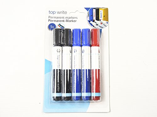5 tlg. PERMANENT MARKER SET PERMANENTMARKER PEN WASSERFEST - in SCHWARZ BLAU ROT 5 tlg. PERMANENT MARKER SET PERMANENTMARKER PEN WASSERFEST - in SCHWARZ BLAU ROT von topwrite