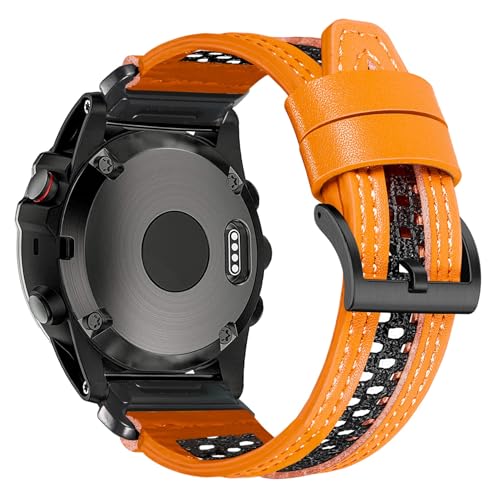 22mm Leder Nylon Armband Kompatibel mit Garmin Fenix 8 AMOLED 47mm/Fenix 7/7 Pro/ 6/6 Pro/5/5 Plus/Instinct 3/Approach/Epix (Gen 2) Atmungsaktiv | Sportliches für Outdoor & Alltag Armband für Männer von torbollo