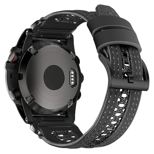 22mm Leder Nylon Armband Kompatibel mit Garmin Fenix 8 AMOLED 47mm/Fenix 7/7 Pro/ 6/6 Pro/5/5 Plus/Instinct 3/Approach/Epix (Gen 2) Atmungsaktiv | Sportliches für Outdoor & Alltag Armband für Männer von torbollo