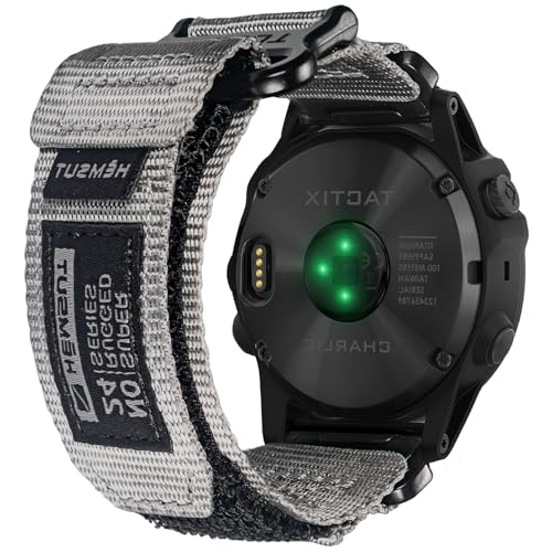 22mm Nylon Armband Kompatibel mit Garmin Fēnix 8 Solar/8 AMOLED 47 mm/Fēnix 7/Fēnix 6/Fēnix 5/Forerunner 965/Instinct/MARQ Klettverschluss Ultraleicht & Atmungsaktiv Robustes Ersatzband für Männer von torbollo