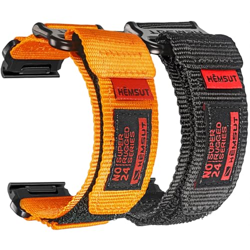 26mm Klettverschluss Nylon Armband Kompatibel mit Garmin- Ultraleicht & Atmungsaktiv -für Fēnix 8 AMOLED-51mm/8 Solar-51mm/Fēnix 7 Pro/Fenix 6X/Fenix 5X/Enduro 3/Quatix Robustes Ersatzband für Männer von torbollo