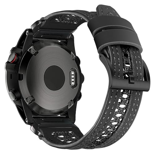 26mm Leder Nylon Armband Kompatibel mit Garmin Fenix 8 AMOLED/8 Solar 51mm/ Fenix 7X / 7X Pro / 7X Solar/Fenix 6X/6X Pro/ 5X/Enduro/Atmungsaktiv | Sportliches für Outdoor & Alltag Armband für Männer von torbollo