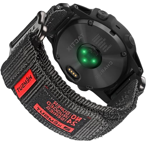26mm Nylon Armband Kompatibel mit Garmin Fenix 8 AMOLED 51mm/8 Solar 51mm/Fenix 5X/Fenix 6X/Fēnix 7X/Fenix 3/Enduro/Quatix 3 Klettverschluss Ultraleicht & Atmungsaktiv Robustes Ersatzband für Männer von torbollo
