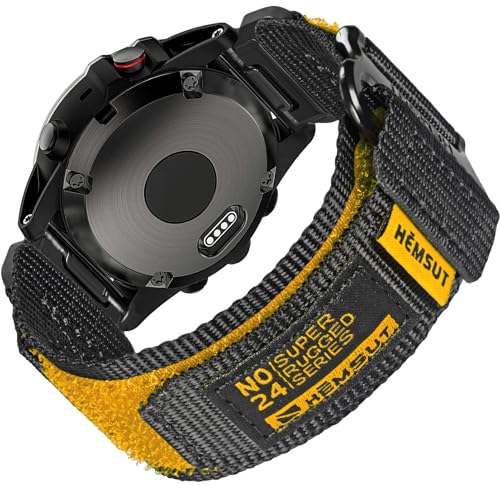 26mm Nylon Armband Kompatibel mit Garmin Fenix 8 AMOLED 51mm/8 Solar 51mm/Fenix 5X/Fenix 6X/Fēnix 7X/Fenix 3/Enduro/Quatix 3 Klettverschluss Ultraleicht & Atmungsaktiv Robustes Ersatzband für Männer von torbollo