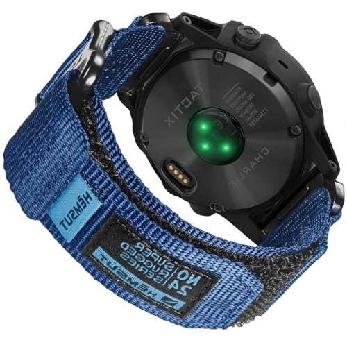 26mm Nylon Armband Kompatibel mit Garmin Fenix 8 AMOLED 51mm/8 Solar 51mm/Fenix 5X/Fenix 6X/Fēnix 7X/Fenix 3/Enduro/Quatix 3 Klettverschluss Ultraleicht & Atmungsaktiv Robustes Ersatzband für Männer von torbollo