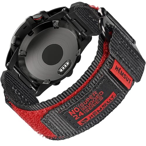 26mm Nylon Armband Kompatibel mit Garmin Fenix 8 AMOLED 51mm/8 Solar 51mm/Fenix 5X/Fenix 6X/Fēnix 7X/Fenix 3/Enduro/Quatix 3 Klettverschluss Ultraleicht & Atmungsaktiv Robustes Ersatzband für Männer von torbollo