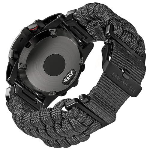 Armband Kompatibel mit Garmin, Paracord 550 Militär Robustes Schnellverschluss Nylon Uhrenarmband für Fenix 7/Fenix 5 /Fenix 6/Forerunner 965/Approach/MARQ/quatix Ersatzband für Männer von torbollo