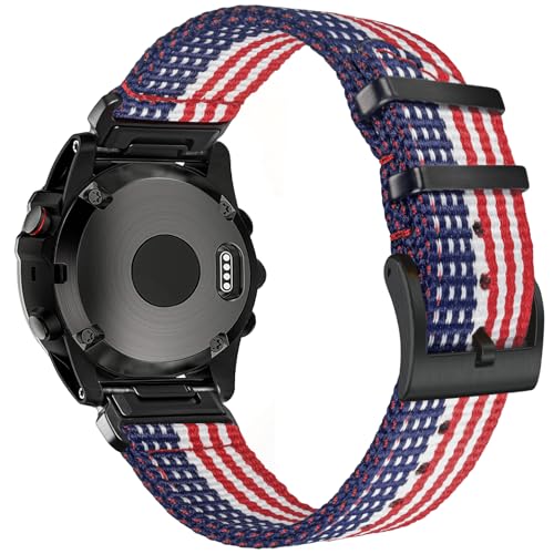 Nylon Armband Kompatibel mit Garmin, 26mm Robustes Schnellverschluss Uhrenarmband für Fenix 7X/Fēnix 7X pro/Fenix 6X/Fenix 6X pro/Fenix 5X/Fenix 5X plus/Enduro/Descent Mk2 Ersatzband für Männer von torbollo