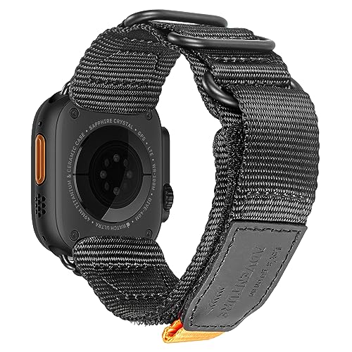 torbollo Kompatibel mit Apple Watch Band 42/44/45/49/38/40/41mm, Robuste Ersatz Klettverschluss Band mit drei Schnalle Nylon Band für iWatch Ultra Serie 8/7/6/5/4/3/2/1/SE von torbollo