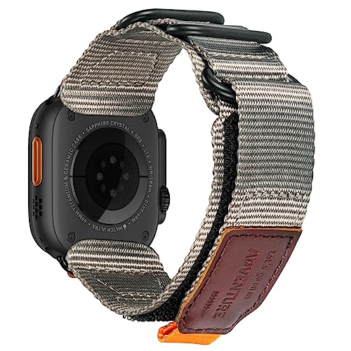 torbollo Kompatibel mit Apple Watch Band 42/44/45/49/38/40/41mm, Robuste Ersatz Klettverschluss Band mit drei Schnalle Nylon Band für iWatch Ultra Serie 8/7/6/5/4/3/2/1/SE von torbollo
