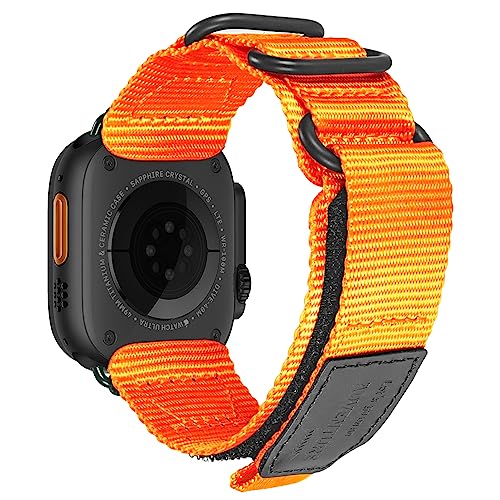 torbollo Kompatibel mit Apple Watch Band 42/44/45/49/38/40/41mm, Robuste Ersatz Klettverschluss Band mit drei Schnalle Nylon Band für iWatch Ultra Serie 8/7/6/5/4/3/2/1/SE von torbollo