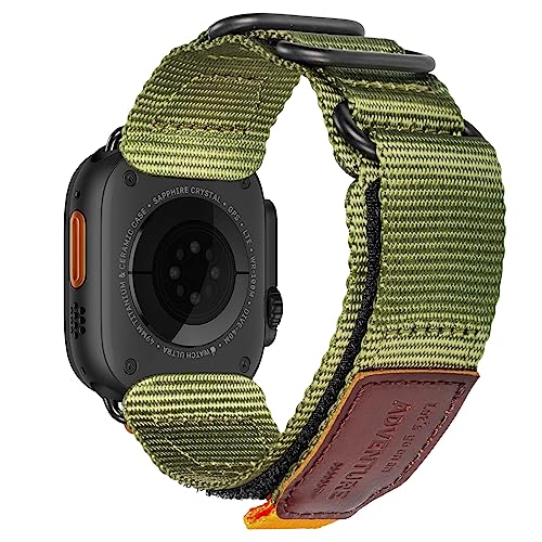 torbollo Kompatibel mit Apple Watch Band 42/44/45/49/38/40/41mm, Robuste Ersatz Klettverschluss Band mit drei Schnalle Nylon Band für iWatch Ultra Serie 8/7/6/5/4/3/2/1/SE von torbollo