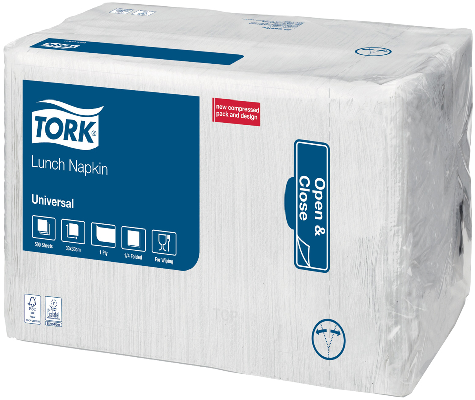TORK Lunch-Servietten, 325 x 325 mm, 1-lagig, weiß TORK Lunch-Servietten, 325 x 325 mm, 1-lagig, weiß von tork