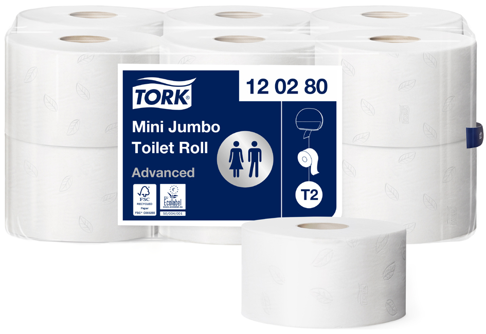 TORK Minirollen-Toilettenpapier Jumbo, 2-lagig, weiß, 170 m von tork
