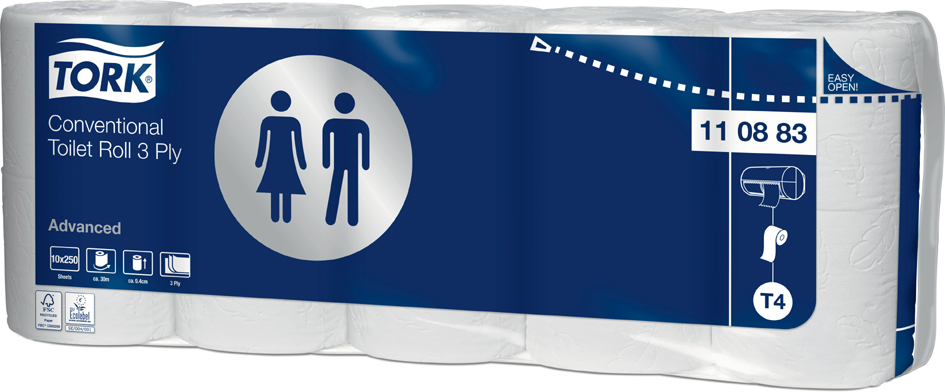 TORK Toilettenpapier, 3-lagig, weiß von tork