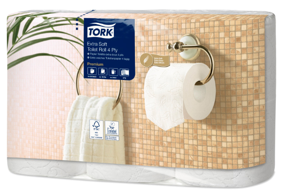 TORK Toilettenpapier, 4-lagig, weiß von tork