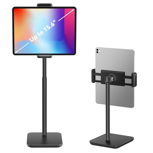 tounee Tablet Ständer, Tablet Halterung Verstellbare-Einstellbare Lang Arm Ständer, Surface Pro-Ständer, tragbarer Monitorständer, kompatibel mit 4,7-15,6-Zoll-Tablets und Smartphones (Schwarz) von tounee