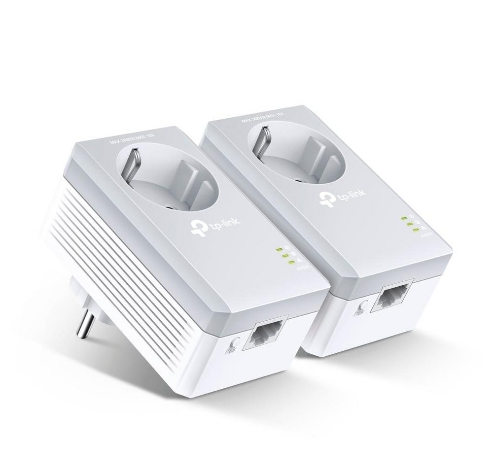 tp-link TL-PA4010PKIT AV600 Powerline Starter Kit Netzwerk-Adapter, 600 Mbit/s, 300 Meter Reichweite, integrierte Steckdose, weiß von tp-link