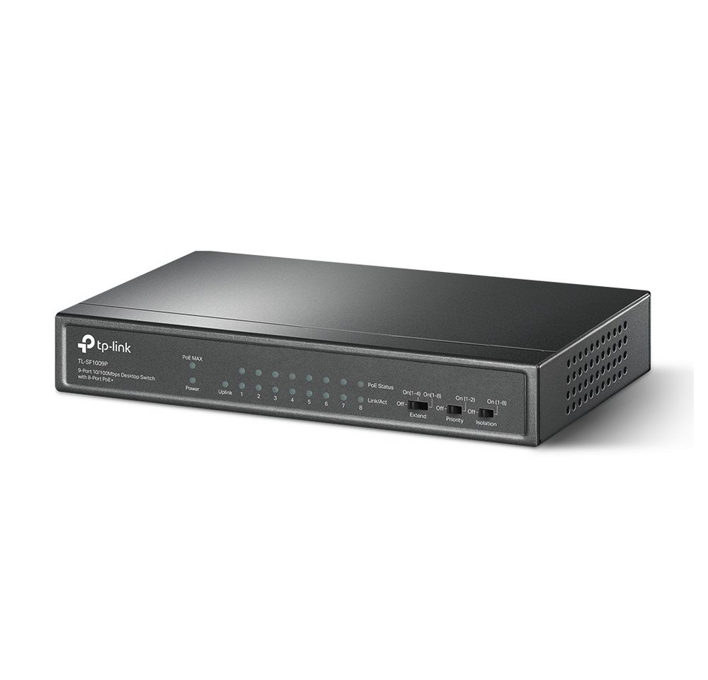 tp-link TL-SF1009P 9-Port 10/100Mbps (8x PoE) Switch Netzwerk-Switch von tp-link