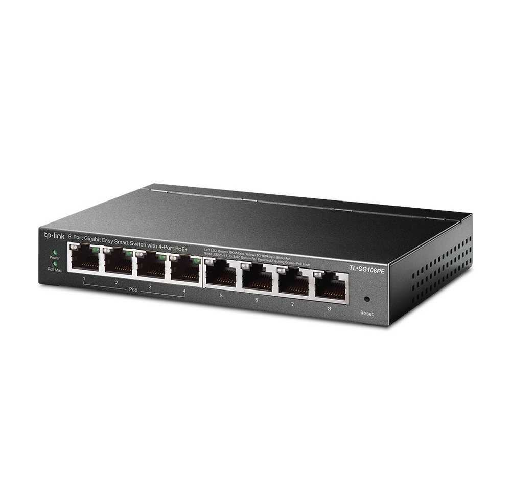 tp-link TL-SG108PE 8-Port Gigabit Desktop POE Smart Switch Netzwerk-Switch von tp-link