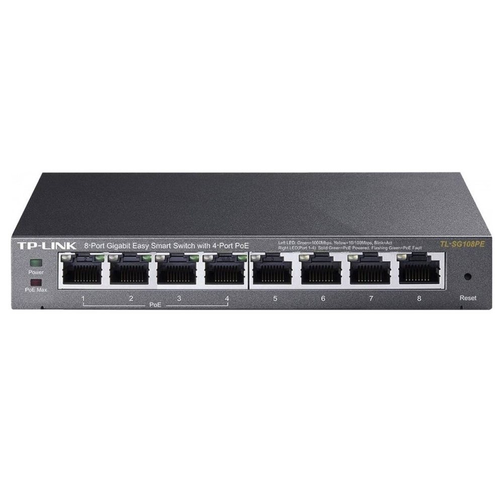 tp-link TP-Link TL-SG108PE 8-Port-Gigabit-Switch mit PoE. Netzwerk-Switch (4 PoE-Anschlüsse verfügbar) von tp-link