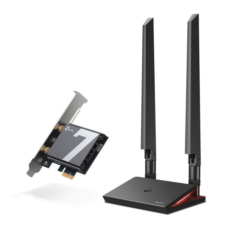 tp-link WLAN-Modul Archer TBE550E BE9300 Tri-Band Wi-Fi 7 BT PCI Adapter, 5760 Mbit/s, BT 5.4, 2.4 / 5 / 6 GHz, magnetischer Antennenfuß tp-link WLAN-Modul Archer TBE550E BE9300 Tri-Band Wi-Fi 7 BT PCI Adapter, 5760 Mbit/s, BT 5.4, 2.4 / 5 / 6 GHz, magnetischer Antennenfuß von tp-link