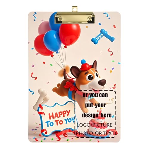 Cartoon Happy Animal Dog Cake Customize Klemmbrett Apotheke Edition Acryl niedlich für Polizei Büro Krankenschwester Fußball Trainer Größe 9 x 12 von tplaotee