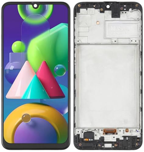 tradebit LCD-Display und Touchscreen, Ersatzbildschirm für Samsung Galaxy M21 M30 M30s M31 (OLED) mit Rahmen, von tradebit