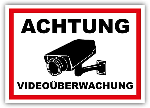 tradercat Achtung Videoüberwachung Schild Aufkleber aus Vinyl Schilder Sticker Kameraüberwachung mit UV-Schutz Videoüberwachung Hinweisschilder Kamera Warnzeichen (AUFKLEBER | 30 x 21 cm) von tradercat