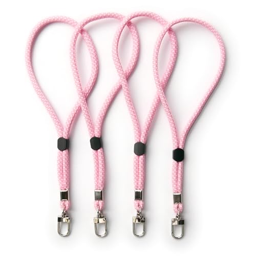 trage.band® kurzes verstellbares Handgelenk-Trageband mit Karabinerhaken, 4 St weiß-rosa von trage.band