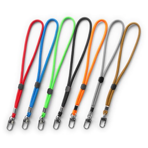 trage.band® kurzes verstellbares Handgelenk-Trageband mit Karabinerhaken, 7 Farben Set von trage.band