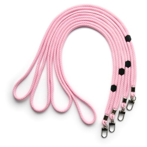 trage.band® langes verstellbares Trageband/Umhängeband mit Karabinerhaken, 4 St weiß-rosa von trage.band