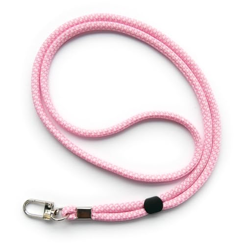 trage.band® langes verstellbares Trageband/Umhängeband mit Karabinerhaken, weiß-rosa von trage.band