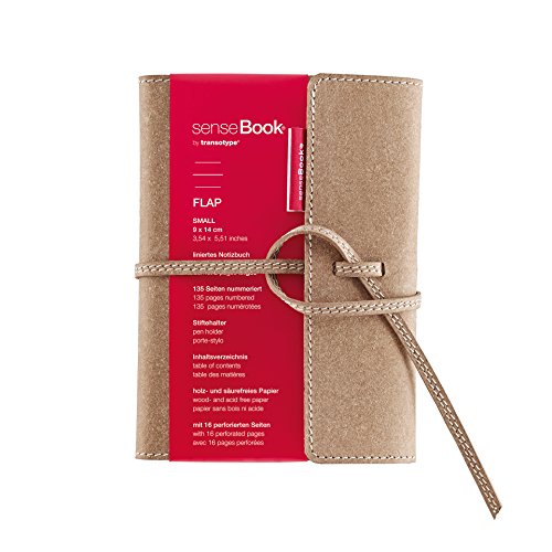transotype senseBook FLAP Design Notizbuch refillable, small - ca. A6, liniert, weitere Varianten auswählbar mit Klappe und Schnürung, edles Rinderleder von transotype