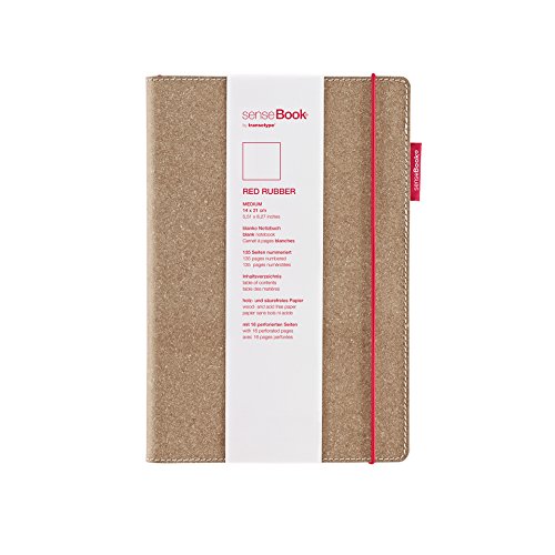 transotype senseBook RED RUBBER Design Notizbuch, medium - ca. A5, blanko, weitere Varianten auswählbar, mit rotem Gummiband, edles Rinderleder von transotype