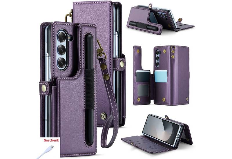 trends for living Handyhülle Anti-Diebstahl Bürste Leder Hülle Cover Schutz für Samsung Z Fold 6 von trends for living
