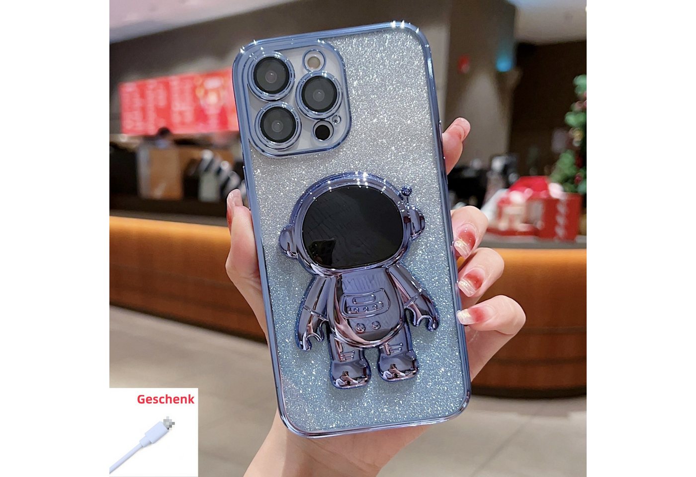 trends for living Handyhülle Glitzer Astronauten Hülle für iPhone 14 Pro Max Plus Kameraschutz trends for living Handyhülle Glitzer Astronauten Hülle für iPhone 14 Pro Max Plus Kameraschutz von trends for living