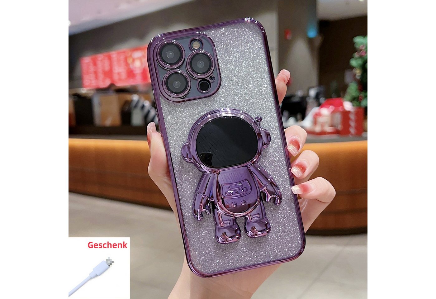 trends for living Handyhülle Glitzer Hülle für iPhone 13 Pro Max 13 Mini Astronauten Kameraschutz trends for living Handyhülle Glitzer Hülle für iPhone 13 Pro Max 13 Mini Astronauten Kameraschutz von trends for living
