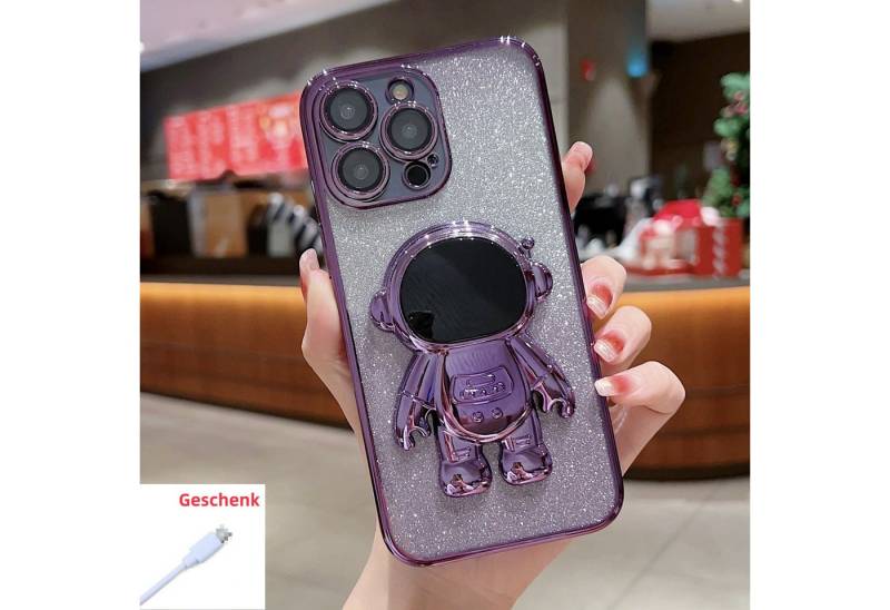 trends for living Handyhülle Glitzer Hülle für iPhone 13 Pro Max 13 Mini Astronauten Kameraschutz von trends for living