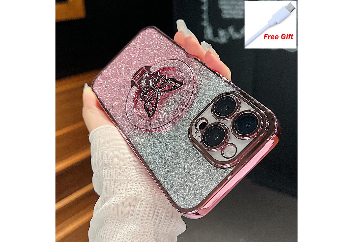 trends for living Handyhülle Glitzer Schmetterling Hülle für iPhone 16 Pro Max 15 14 13 12 11 XS 8 trends for living Handyhülle Glitzer Schmetterling Hülle für iPhone 16 Pro Max 15 14 13 12 11 XS 8 von trends for living