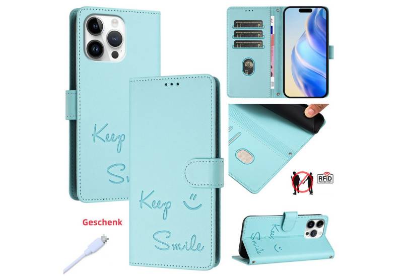 trends for living Handyhülle Lächeln Leder Hülle Case ür iPhone X XS 12 13 14 15 16 Pro Max Plus von trends for living