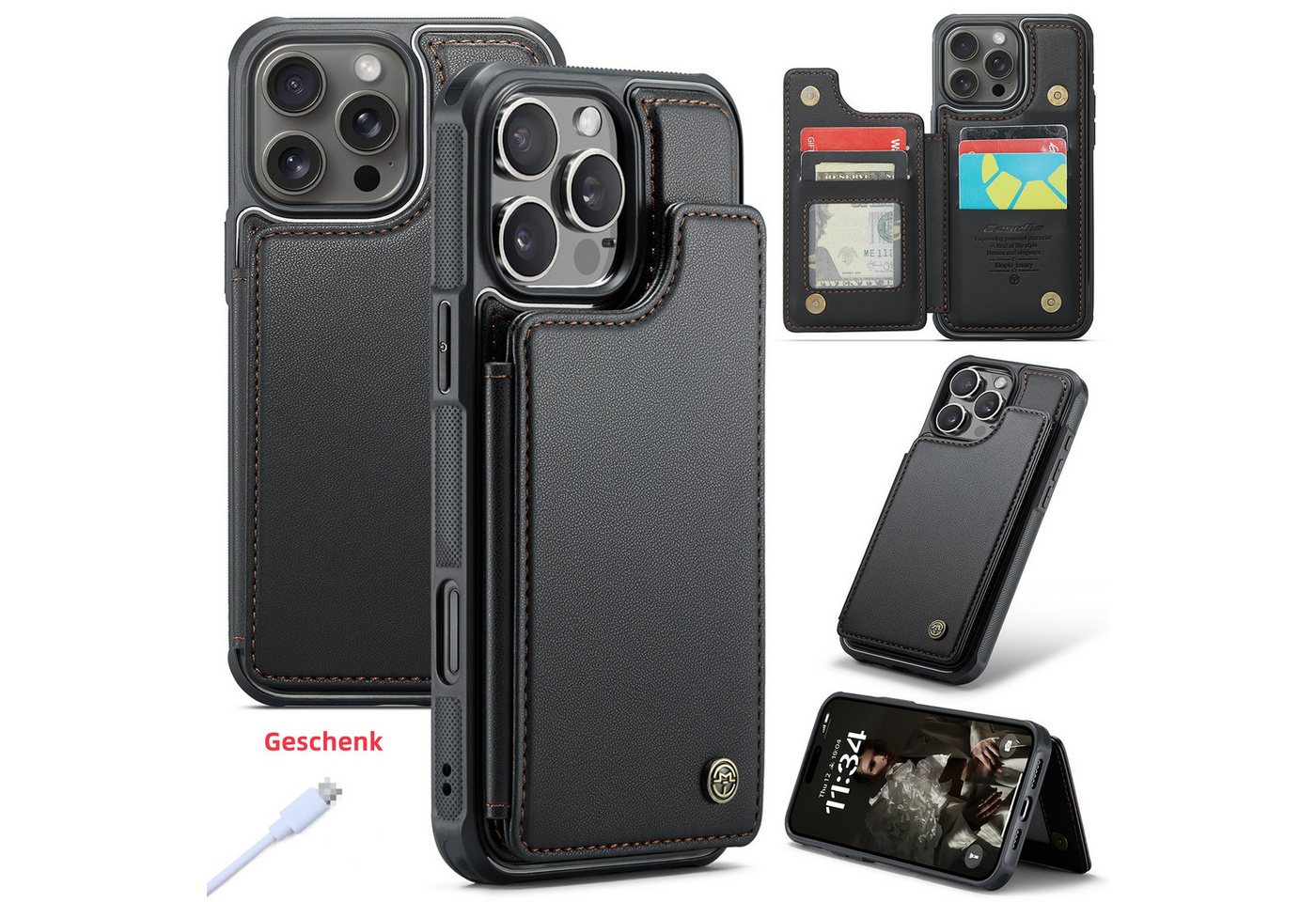 trends for living Handyhülle Leder Handy Hülle Schutz Cover Case für iPhone SE 3 2 Kartenschlitz trends for living Handyhülle Leder Handy Hülle Schutz Cover Case für iPhone SE 3 2 Kartenschlitz von trends for living